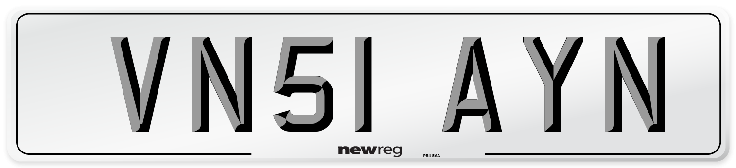 VN51 AYN Number Plate from New Reg